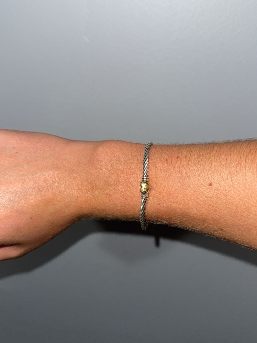 David Yurman Classic Cable Heart Station Bracelet – Sterling Silver & 18K Gold